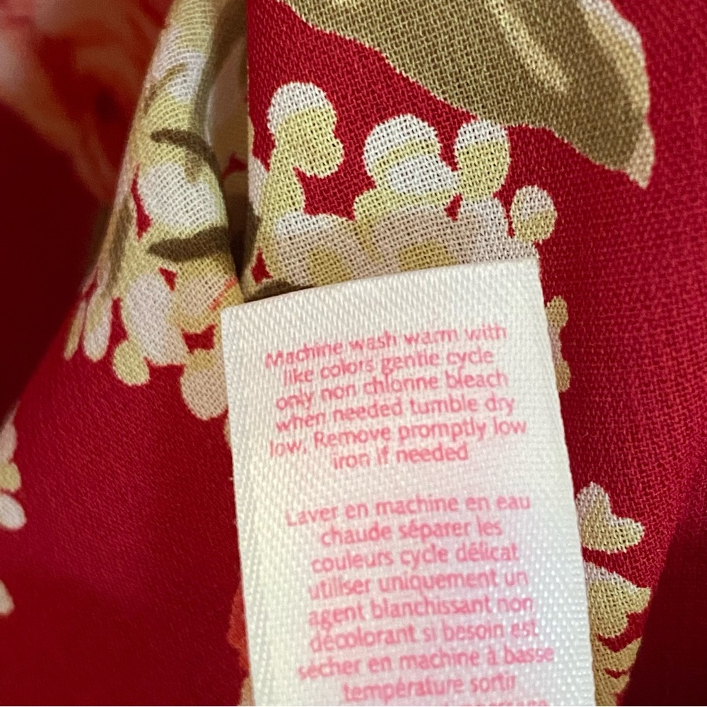 OSCAR DE LA RENTA PINK LABEL cream red green floral print sheer long sleeve robe - Picture 10 of 10